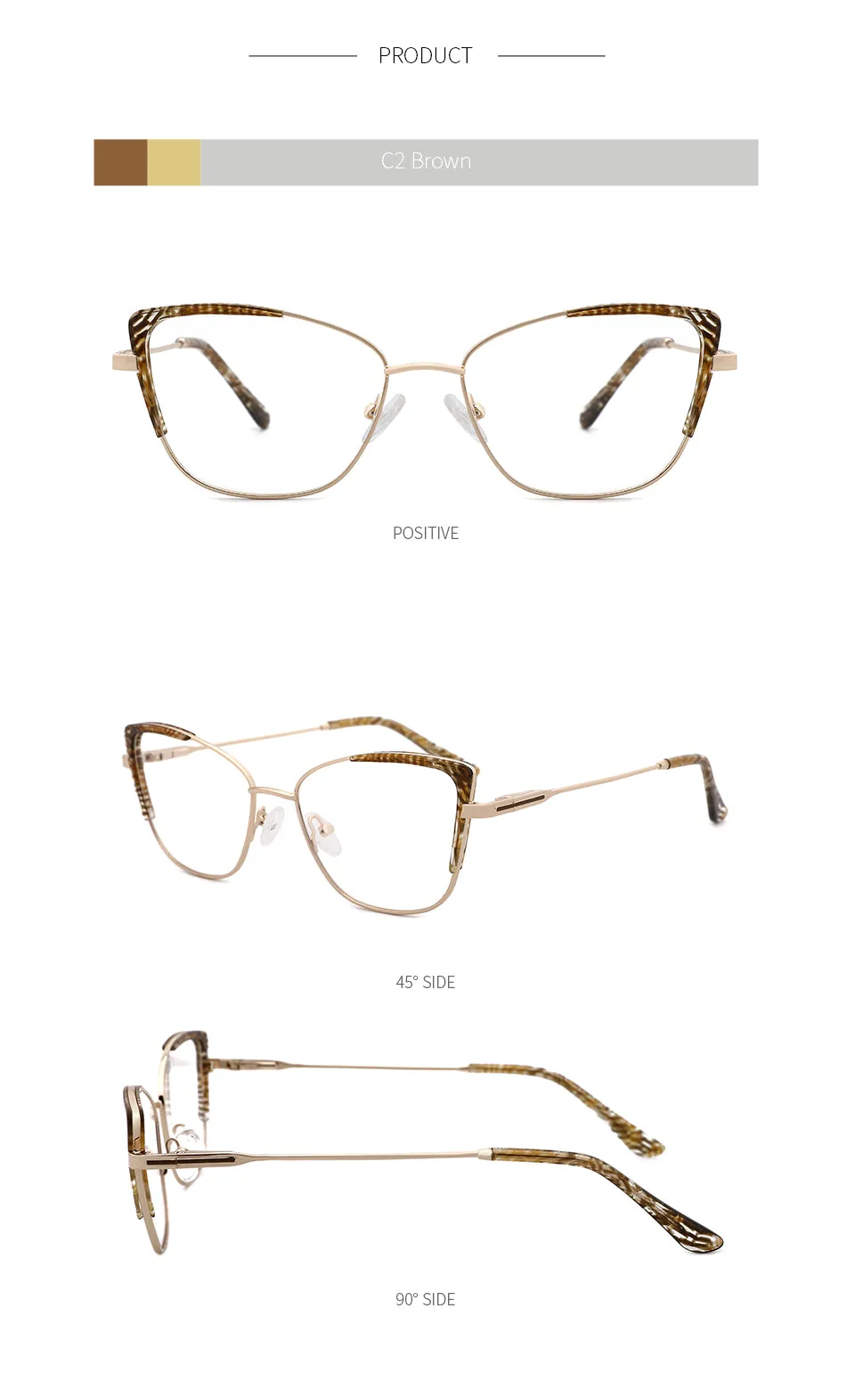 Kansept Women's Full Rim Cat Eye Stainless Steel Frame Eyeglasses Ms8124