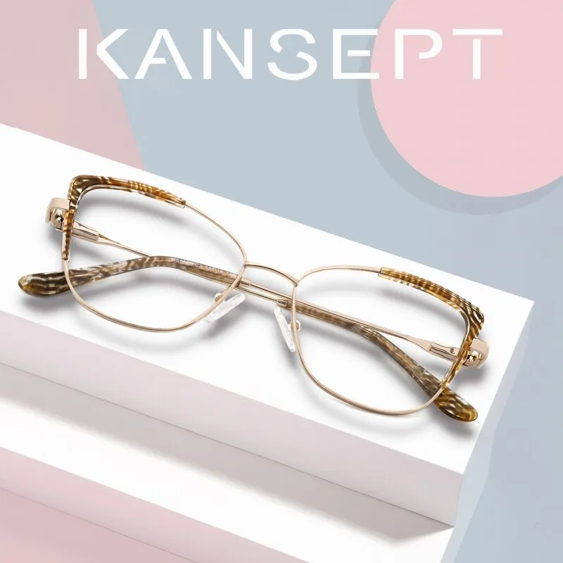 Kansept Women's Full Rim Cat Eye Stainless Steel Frame Eyeglasses Ms8124