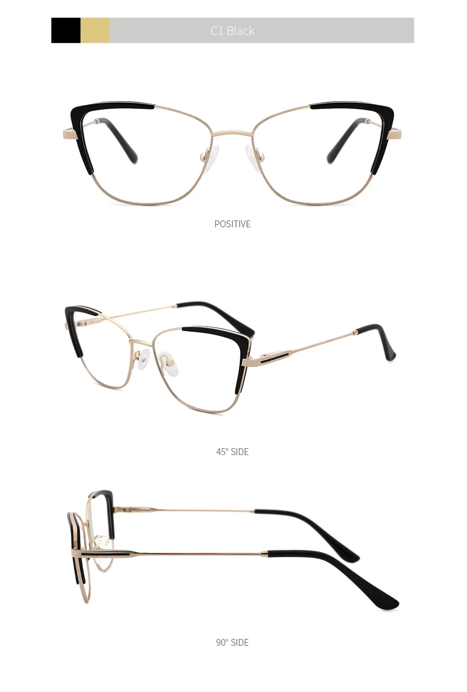 Kansept Women's Full Rim Cat Eye Stainless Steel Frame Eyeglasses Ms8124