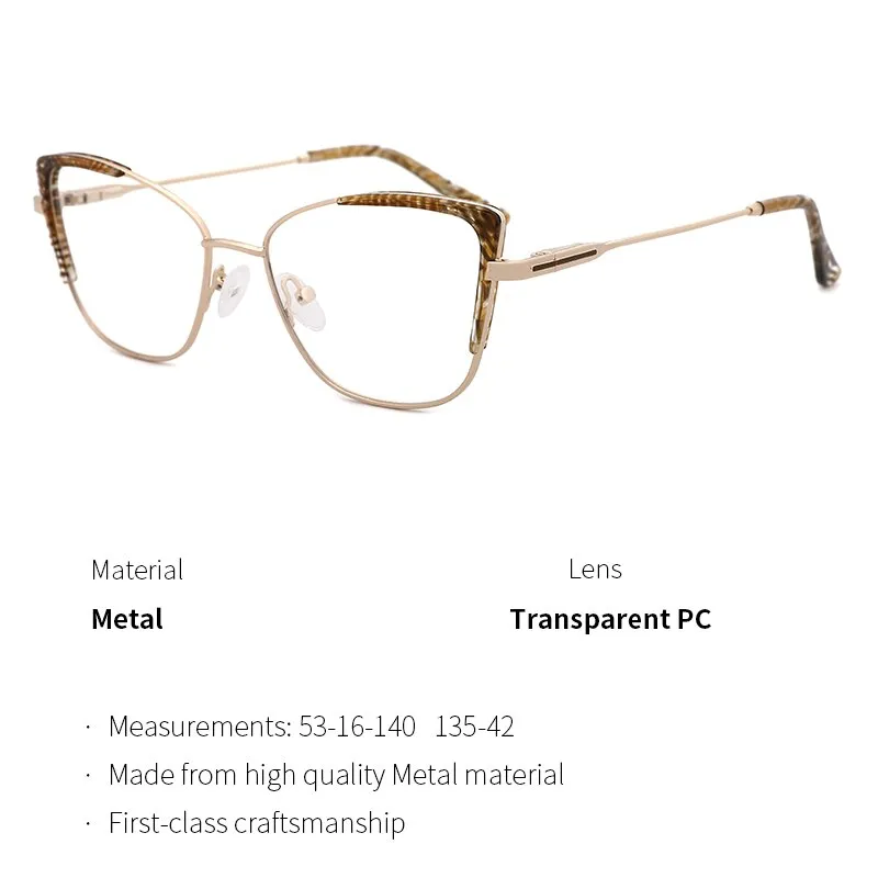 Kansept Women's Full Rim Cat Eye Stainless Steel Frame Eyeglasses Ms8124