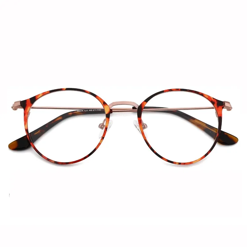 Kansept Women's Full Rim Round Cat Eye Stainless Steel Eyeglasses 0024