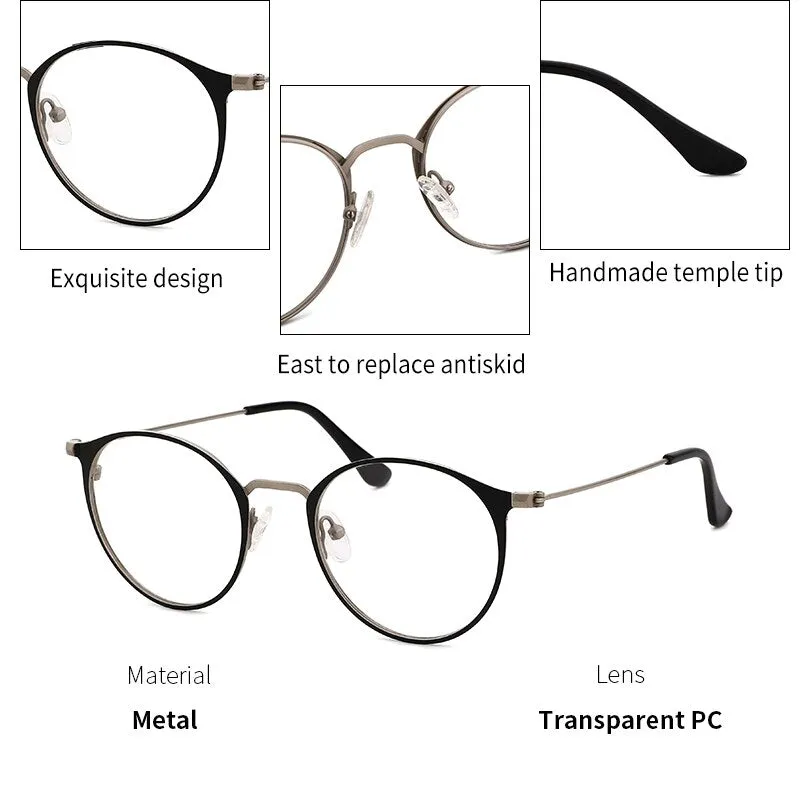 Kansept Women's Full Rim Round Cat Eye Stainless Steel Eyeglasses 0024