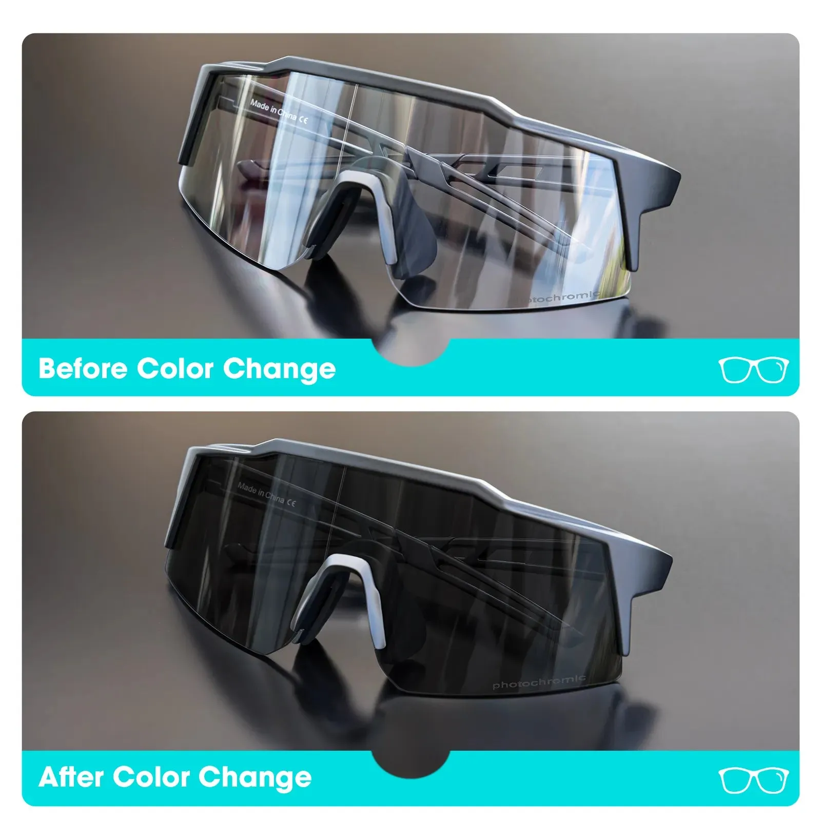Kapvoe Teen Glasses Photochromic Sunglasses Sports Cycling Kids UV400 Boys Bike Glasses Outdoor Girl Bicycle Protection Glasses