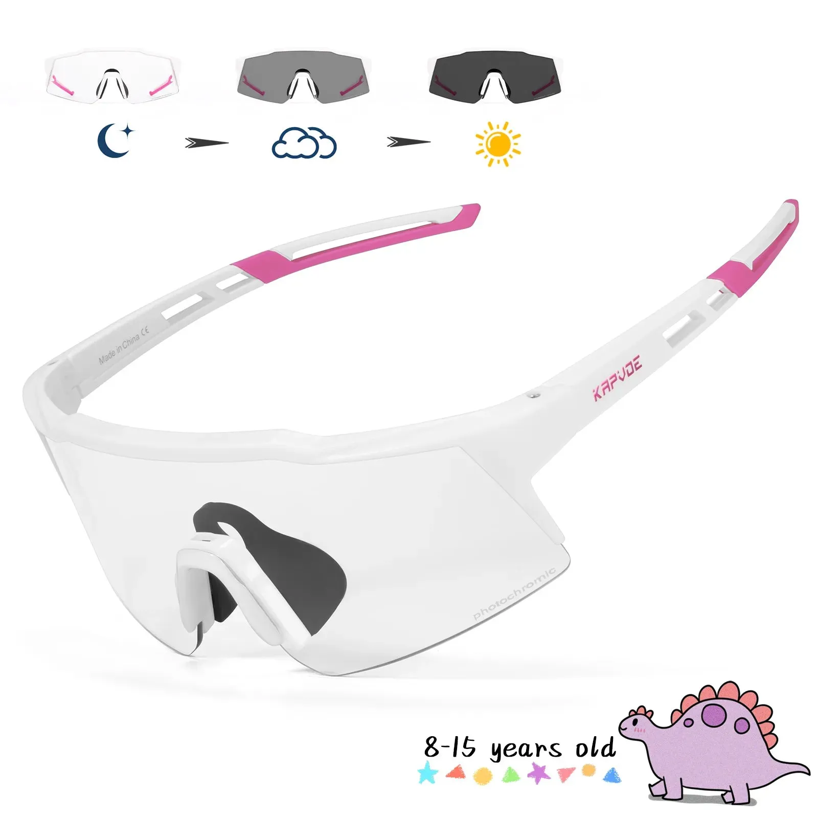 Kapvoe Teen Glasses Photochromic Sunglasses Sports Cycling Kids UV400 Boys Bike Glasses Outdoor Girl Bicycle Protection Glasses