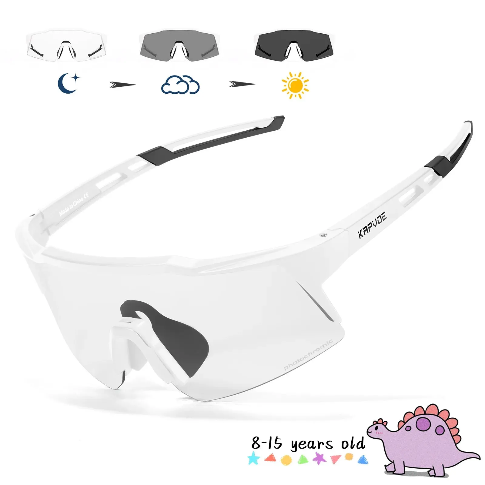 Kapvoe Teen Glasses Photochromic Sunglasses Sports Cycling Kids UV400 Boys Bike Glasses Outdoor Girl Bicycle Protection Glasses