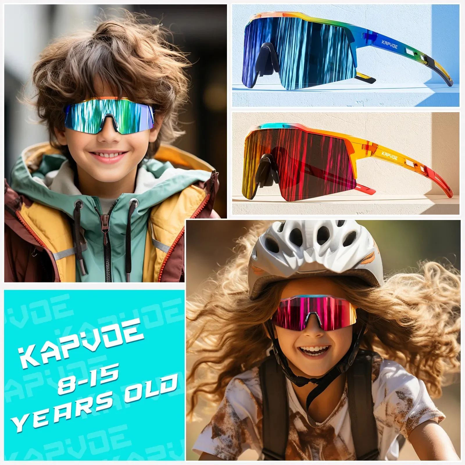 Kapvoe Teen Glasses Photochromic Sunglasses Sports Cycling Kids UV400 Boys Bike Glasses Outdoor Girl Bicycle Protection Glasses
