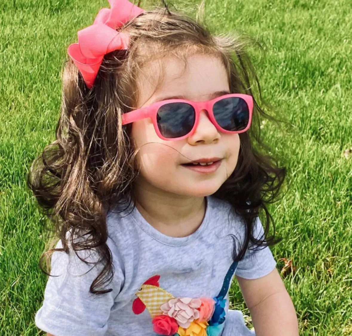 Kelly Shades, Pink Glitter Frame Sunglasses w/ Polarized Grey Lens