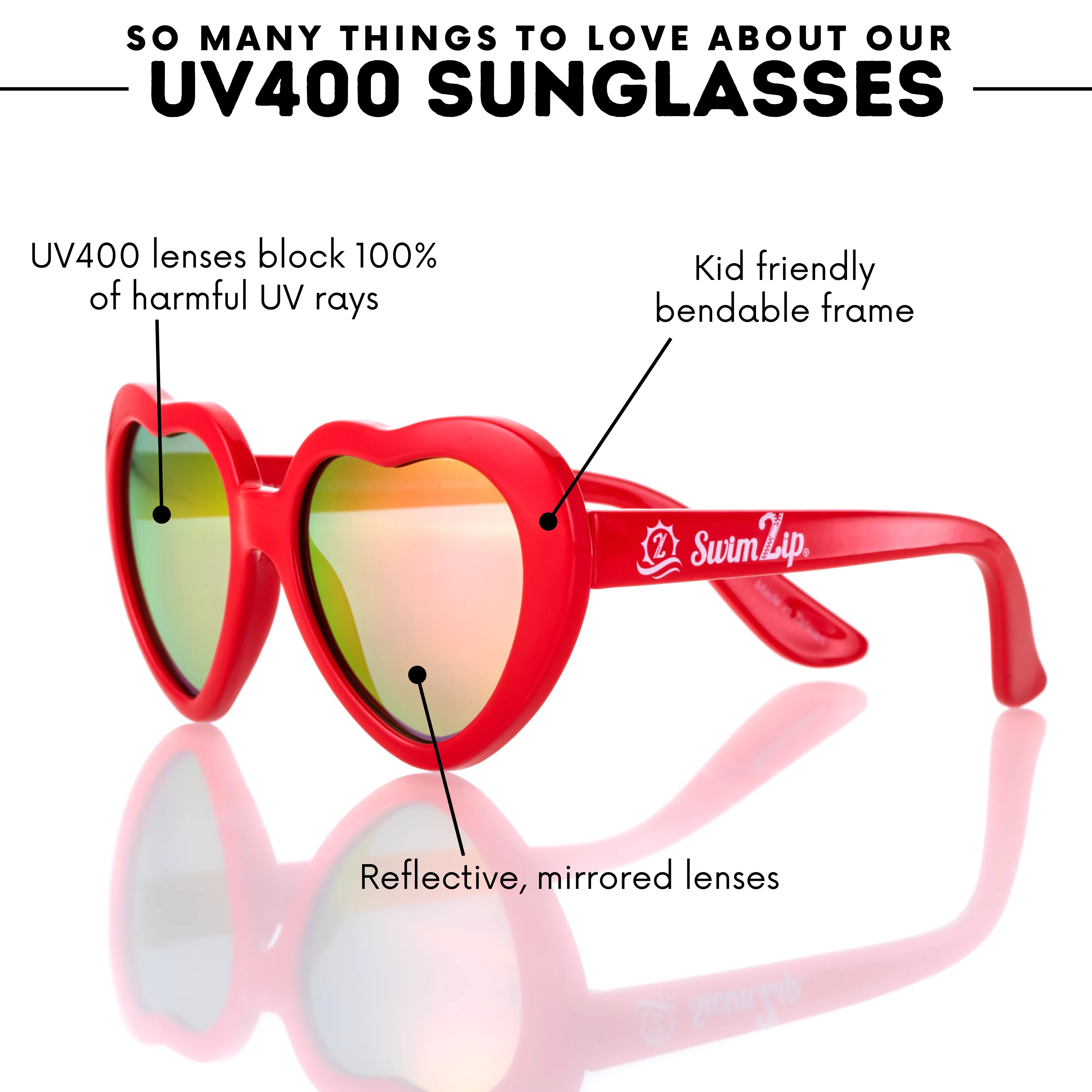 Kids Heart Sunglasses - Red