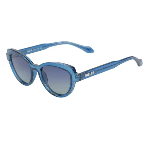 KILLER Women's Sunglass, Cat-Eye Shaped Acetate Frame Polarized Lens Sunglasses Case For Women, Girls, 100% UV Lens Sunglasses, Frame Color - Blue, Lens - Blue