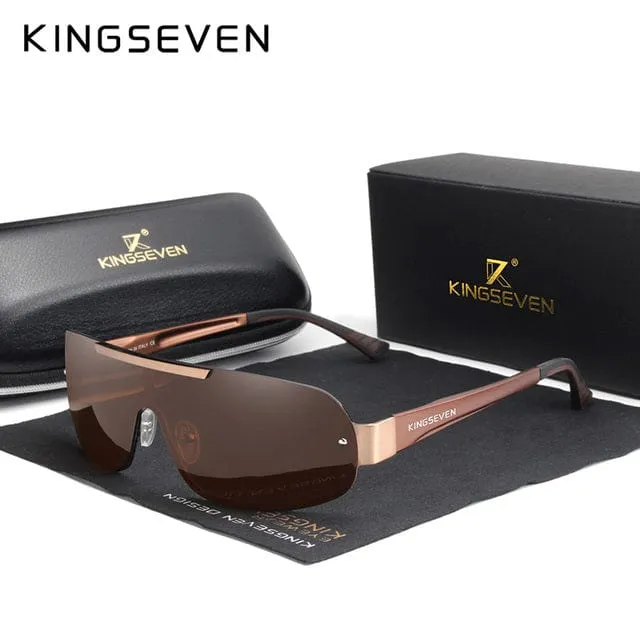 KINGSEVEN Design Aluminum Polarized Sunglasses Goggle Integrated Lens
