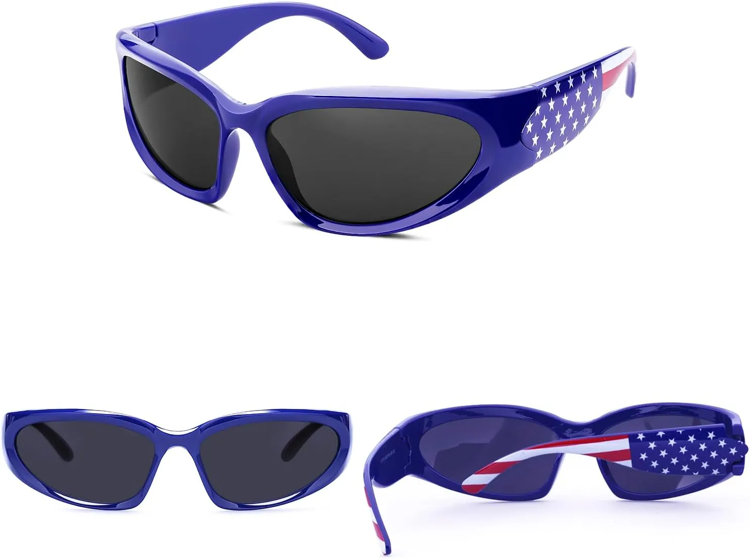 knliwkm 2 Pairs Y2K Wrap Around Sunglasses Sports Futuristic Oval Glasses for Women Men Trendy Fashion Shades Silver