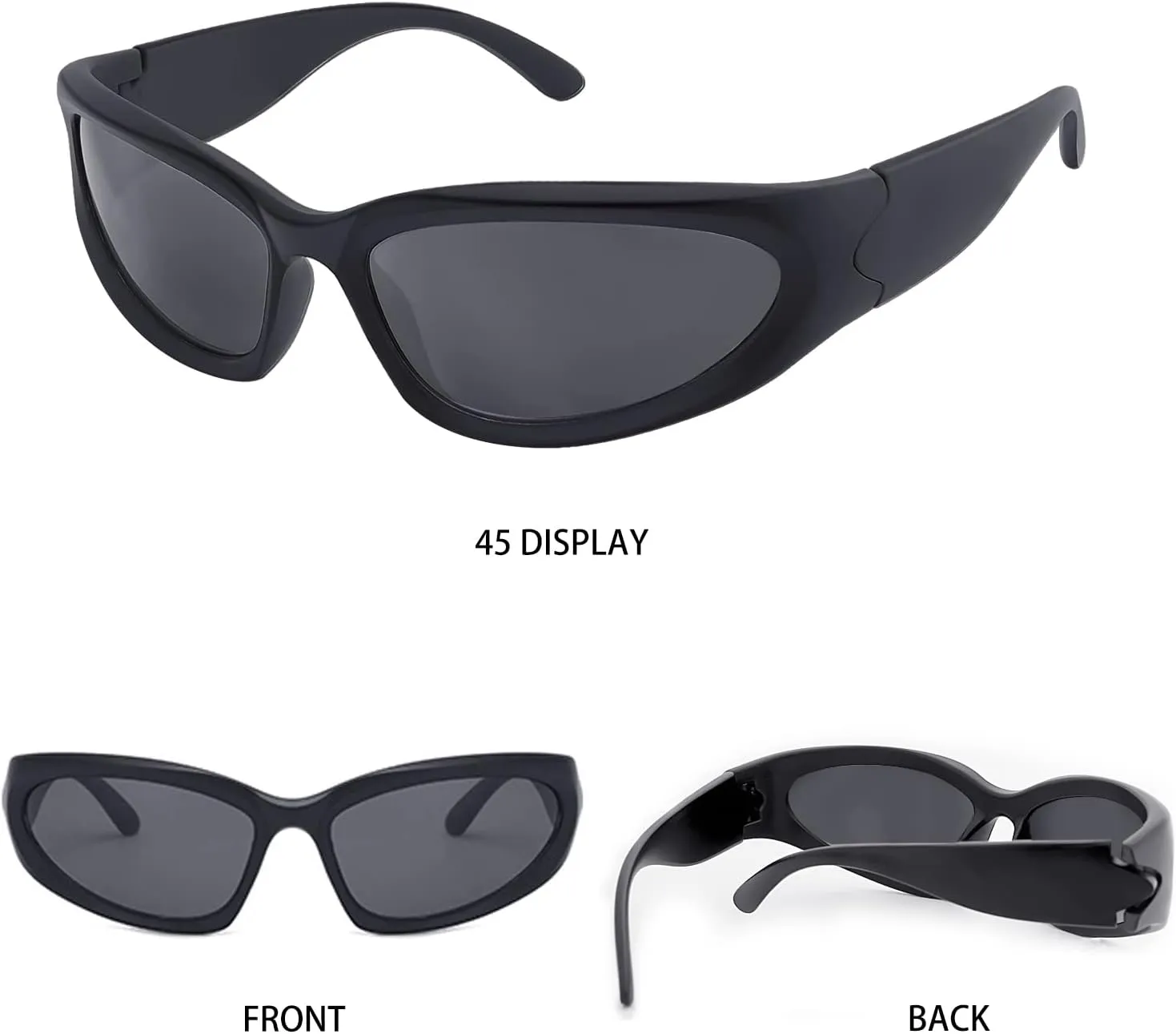 knliwkm 2 Pairs Y2K Wrap Around Sunglasses Sports Futuristic Oval Glasses for Women Men Trendy Fashion Shades Silver