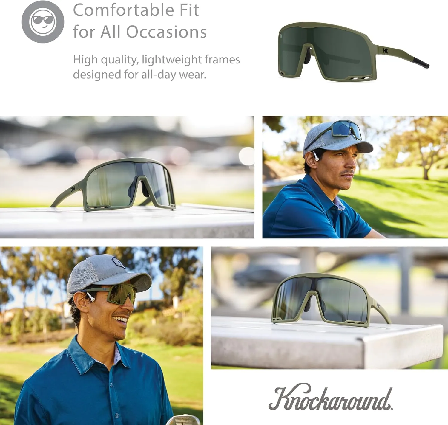 Knockaround Campeones Wraparound Sunglasses for Men and Women - Performance Lenses with Full UV400 Protection