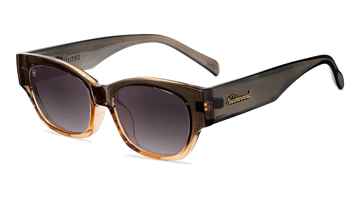 Knockaround Cortado Junipers Glossy Muted Gray to Peach Frame - Smoke Gradient Lens - Polarized Sunglasses