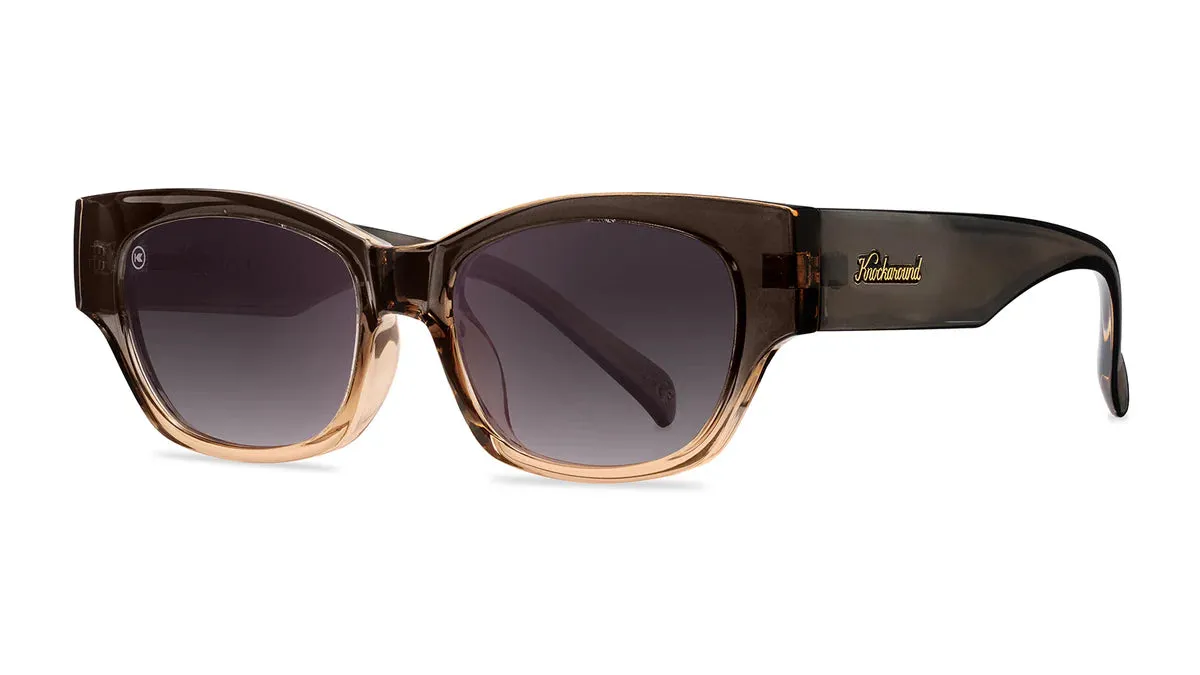 Knockaround Cortado Junipers Glossy Muted Gray to Peach Frame - Smoke Gradient Lens - Polarized Sunglasses