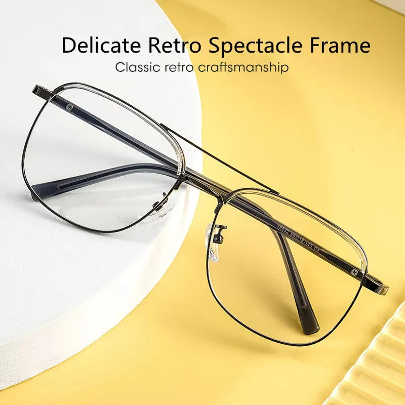 Kocolior Unisex Full Rim Square Double Bridge Alloy Reading Glasses 18032