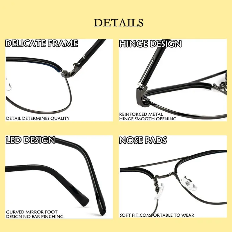 Kocolior Unisex Full Rim Square Double Bridge Alloy Reading Glasses 18032