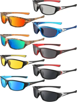 Konohan 9 Pairs Polarized Sports Sunglasses for Men Driving Shades Running and Tactical Polarized Sunglasses