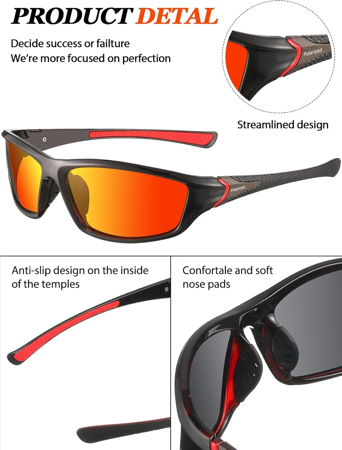 Konohan 9 Pairs Polarized Sports Sunglasses for Men Driving Shades Running and Tactical Polarized Sunglasses