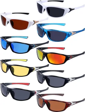 Konohan 9 Pairs Polarized Sports Sunglasses for Men Driving Shades Running and Tactical Polarized Sunglasses