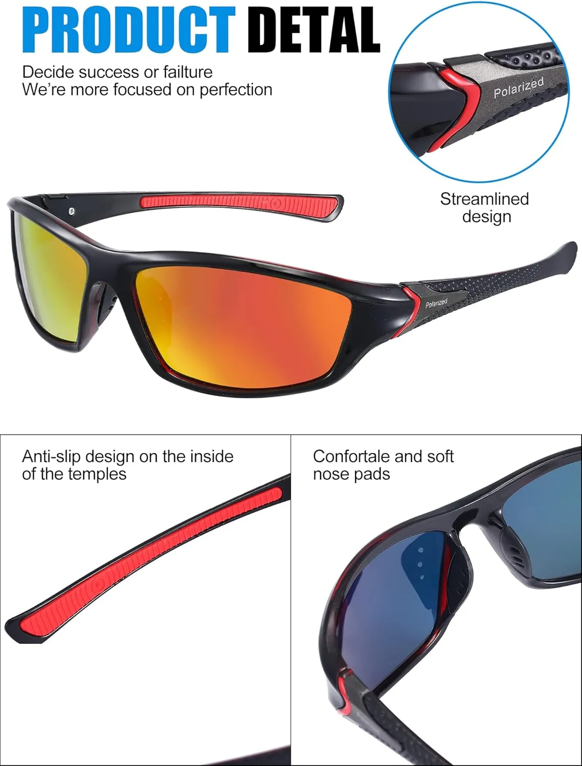 Konohan 9 Pairs Polarized Sports Sunglasses for Men Driving Shades Running and Tactical Polarized Sunglasses