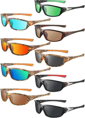Konohan 9 Pairs Polarized Sports Sunglasses for Men Driving Shades Running and Tactical Polarized Sunglasses