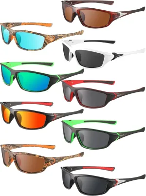 Konohan 9 Pairs Polarized Sports Sunglasses for Men Driving Shades Running and Tactical Polarized Sunglasses