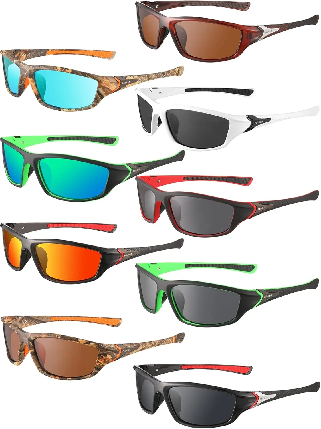 Konohan 9 Pairs Polarized Sports Sunglasses for Men Driving Shades Running and Tactical Polarized Sunglasses