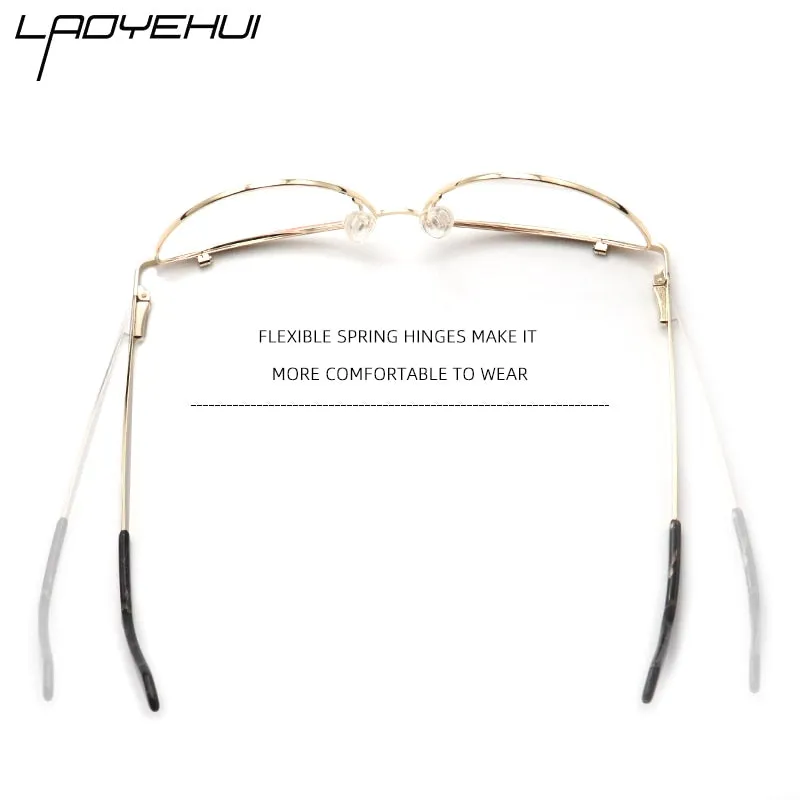 Laoyehui Women's Eyeglasses Cat Eye Alloy Frame 8042