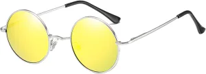 LASPOR Round Polarized Sunglasses for Hippie Glasses Metal Frame 100% UV Blocking Lens