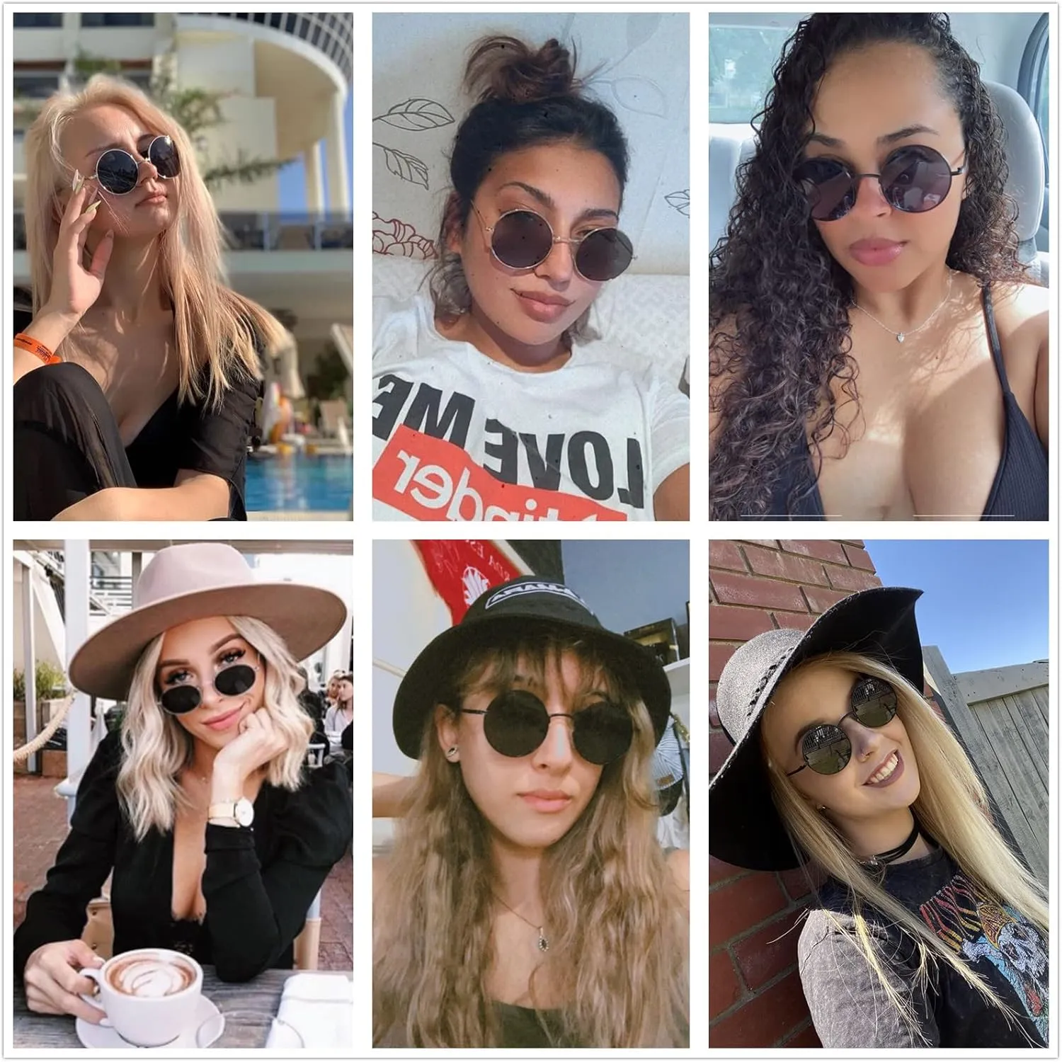 LASPOR Round Polarized Sunglasses for Hippie Glasses Metal Frame 100% UV Blocking Lens