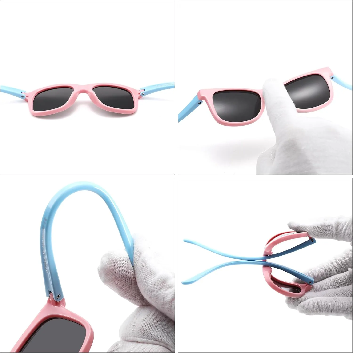 LIU·WEN Kids Polarized Sunglasses for Boys Girls - Square Flexible TPEE Rubber Frame Toddler Shades for Age 2-7