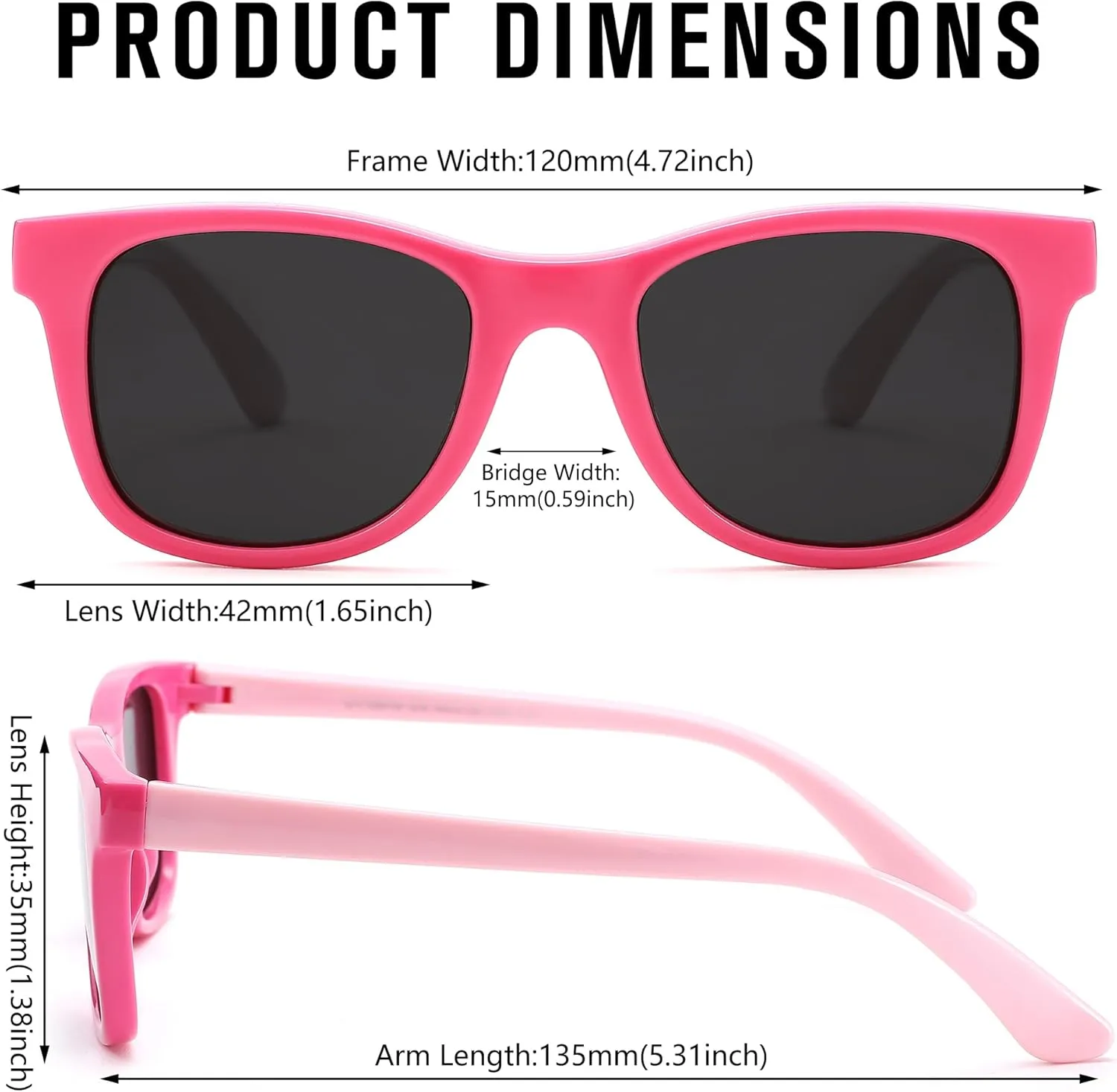 LIU·WEN Kids Polarized Sunglasses for Boys Girls - Square Flexible TPEE Rubber Frame Toddler Shades for Age 2-7