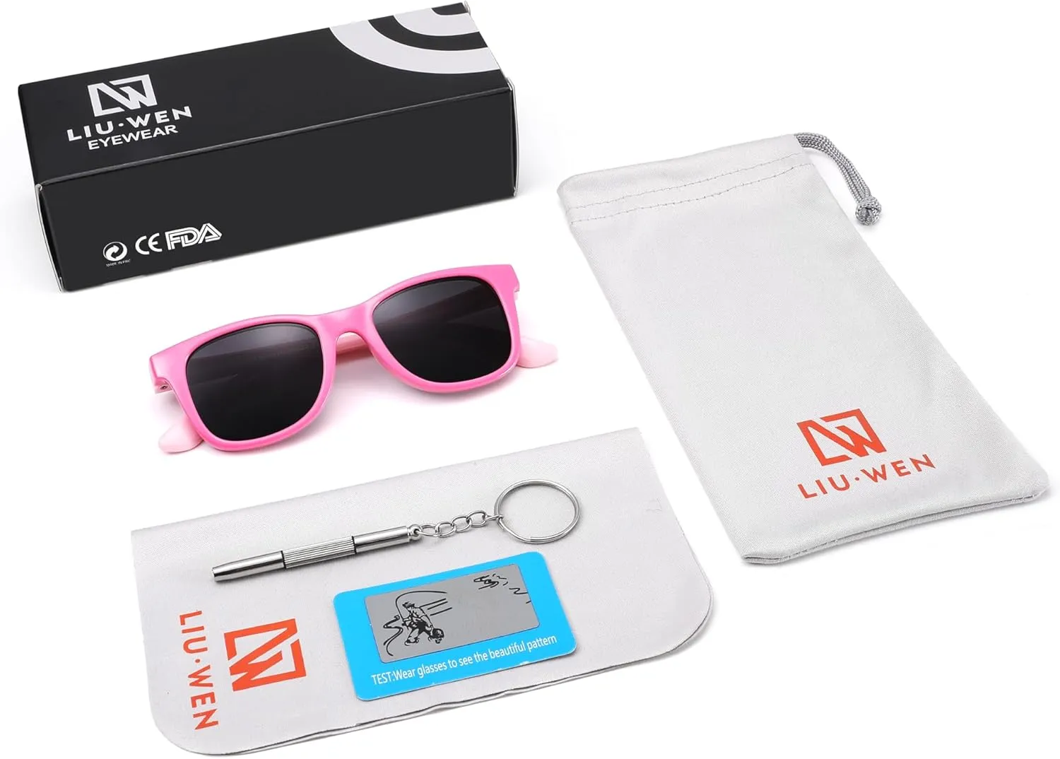LIU·WEN Kids Polarized Sunglasses for Boys Girls - Square Flexible TPEE Rubber Frame Toddler Shades for Age 2-7