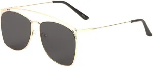 Long Curved Top Bar Round Lens Thin Frame Aviator Sunglasses