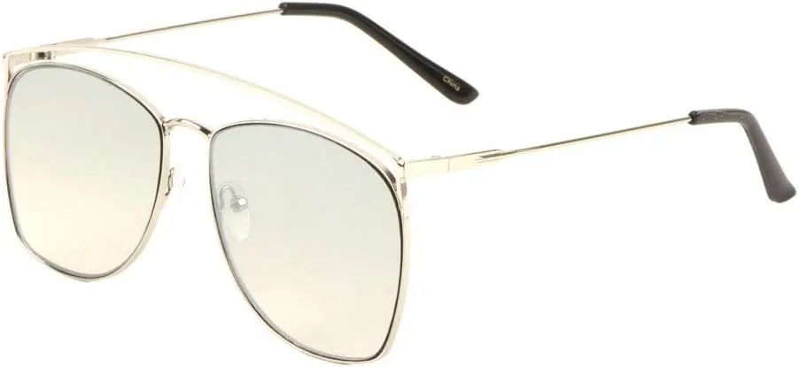 Long Curved Top Bar Round Lens Thin Frame Aviator Sunglasses