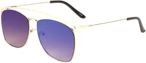 Long Curved Top Bar Round Lens Thin Frame Aviator Sunglasses
