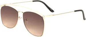 Long Curved Top Bar Round Lens Thin Frame Aviator Sunglasses