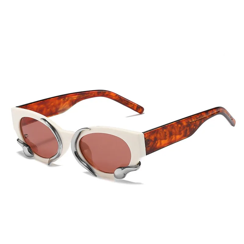 Luxury Rectangle Punk Style Snake Decor Eyewear Sunglasses for Women
