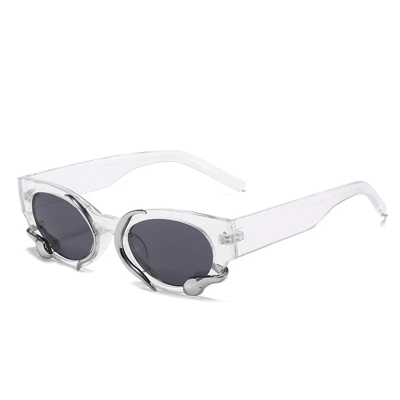 Luxury Rectangle Punk Style Snake Decor Eyewear Sunglasses for Women