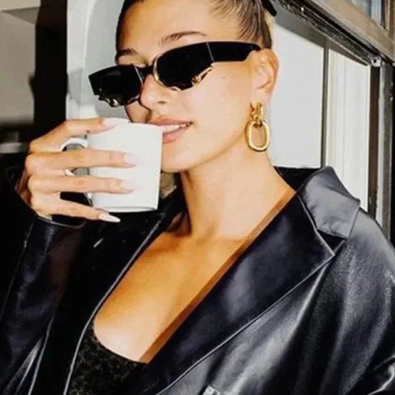 Luxury Rectangle Punk Style Snake Decor Eyewear Sunglasses for Women
