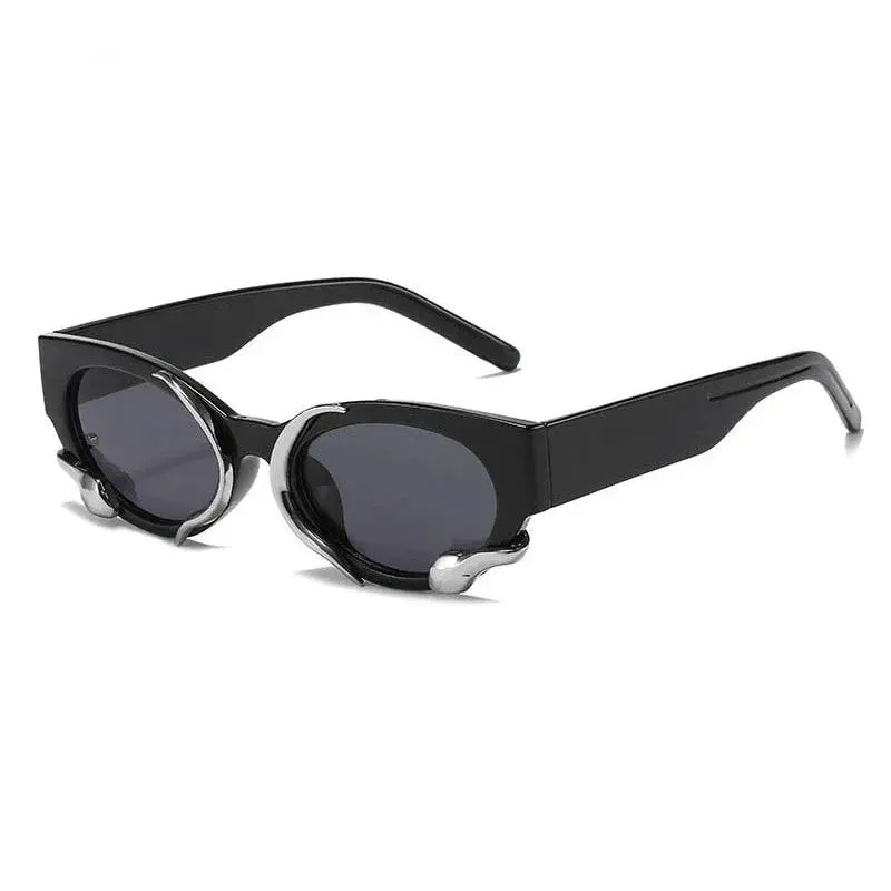 Luxury Rectangle Punk Style Snake Decor Eyewear Sunglasses for Women