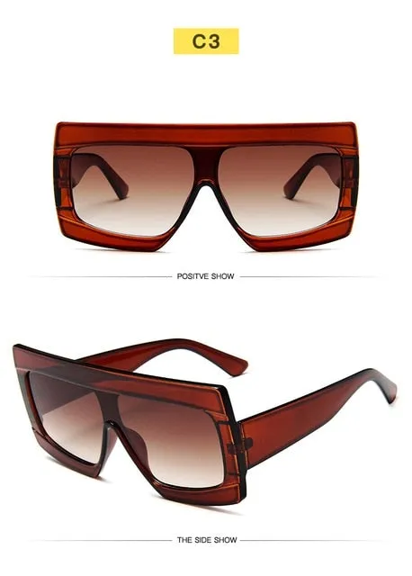 Luxury Vintage Plastic Frame Mirror Gradient Square Sunglasses