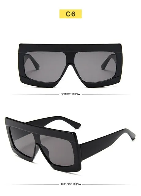 Luxury Vintage Plastic Frame Mirror Gradient Square Sunglasses