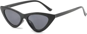 Lxnoap Black Retro Vintage Narrow Cat Eye Sunglasses for Women Clout Goggles Plastic Frame