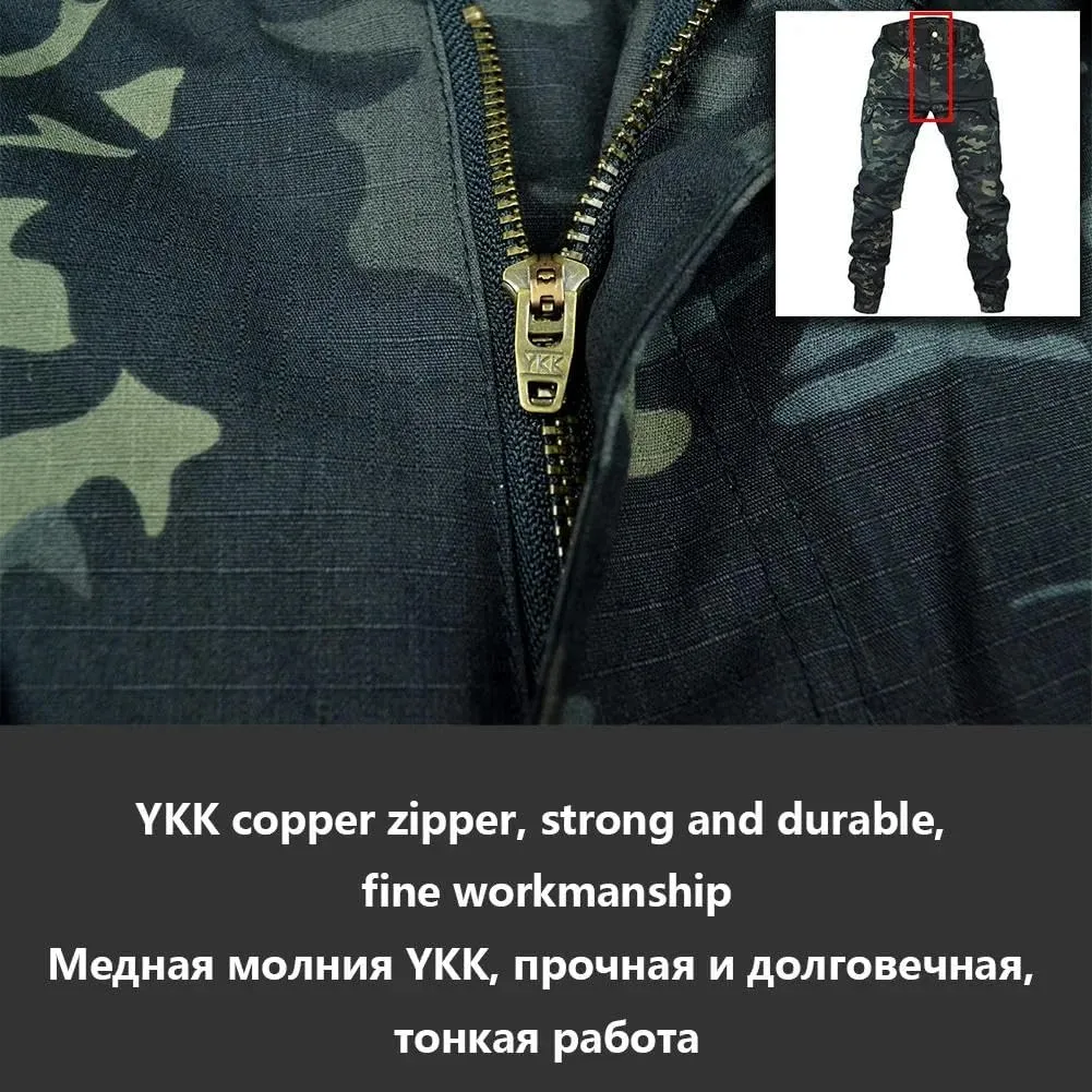 Man Tactical Camouflage Joggers Ripstop Cargo Pants Working Clothing Hiking Trousers Men's Streetwear