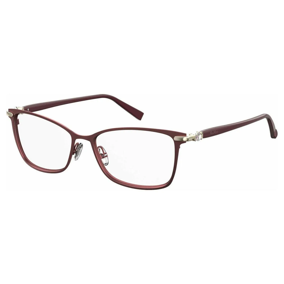 Max Mara Women's Eyeglasses - Matte Burgundy Metal Frame | MM1398-07BL-53-16-140