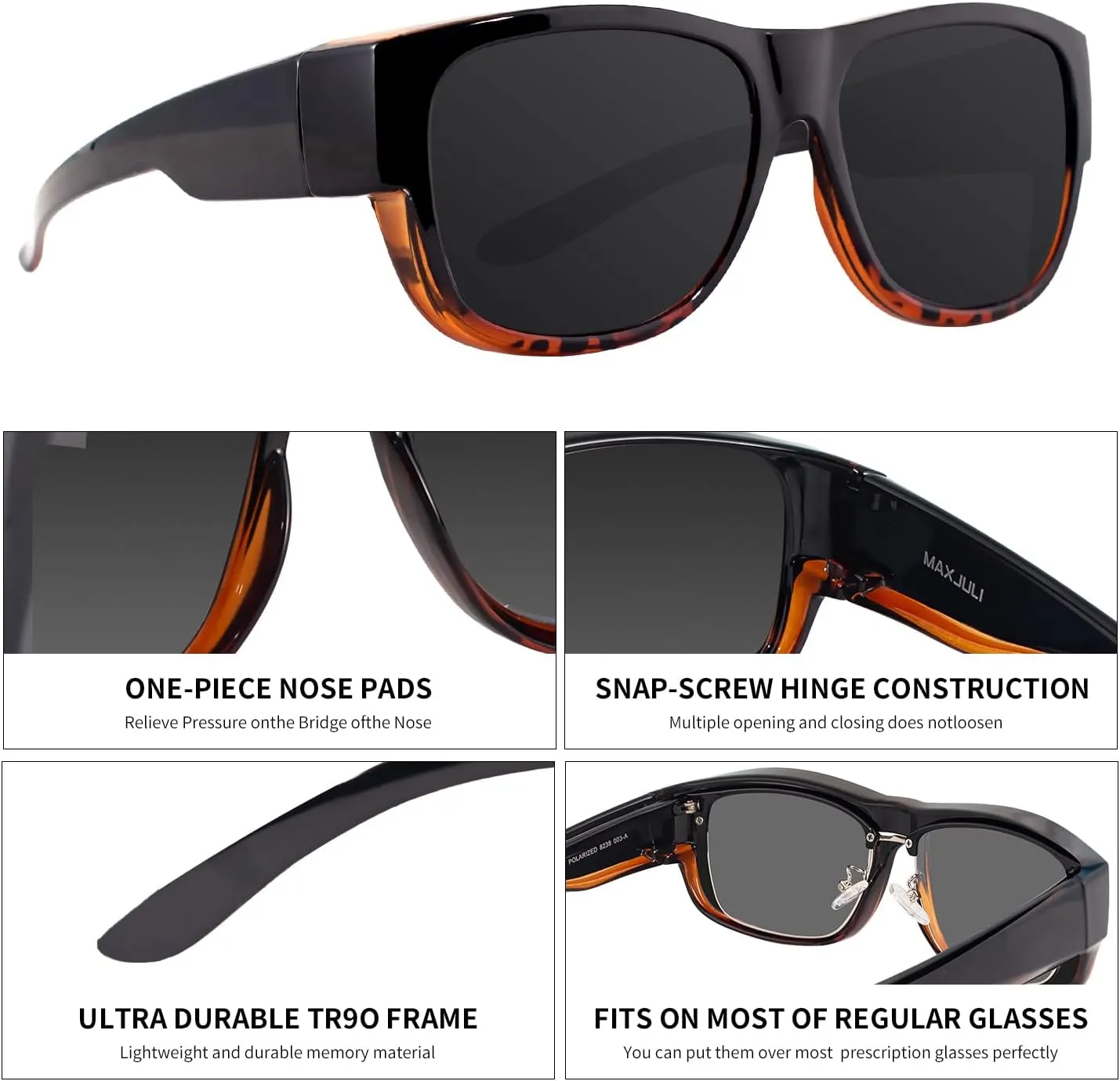 MAXJULI Sunglasses Fit Over Glasses for Men Women Polarized Wraparound Sunglasses 8238