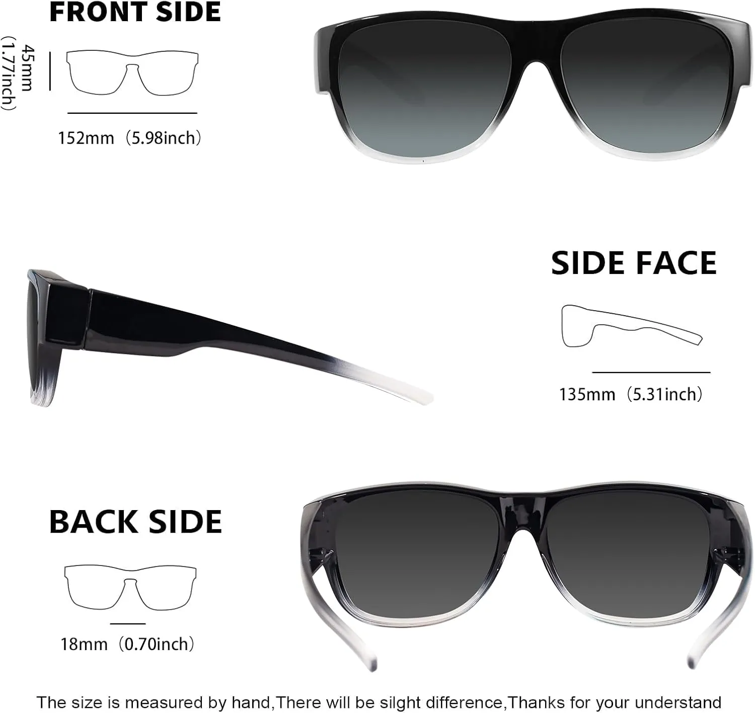 MAXJULI Sunglasses Fit Over Glasses for Men Women Polarized Wraparound Sunglasses 8238