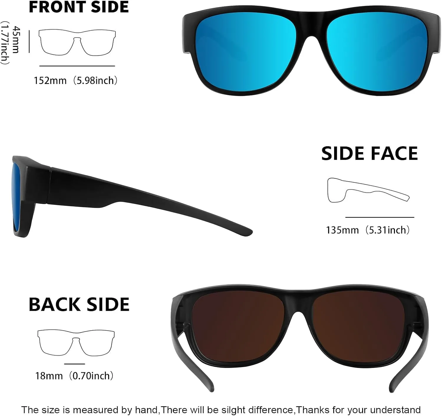 MAXJULI Sunglasses Fit Over Glasses for Men Women Polarized Wraparound Sunglasses 8238